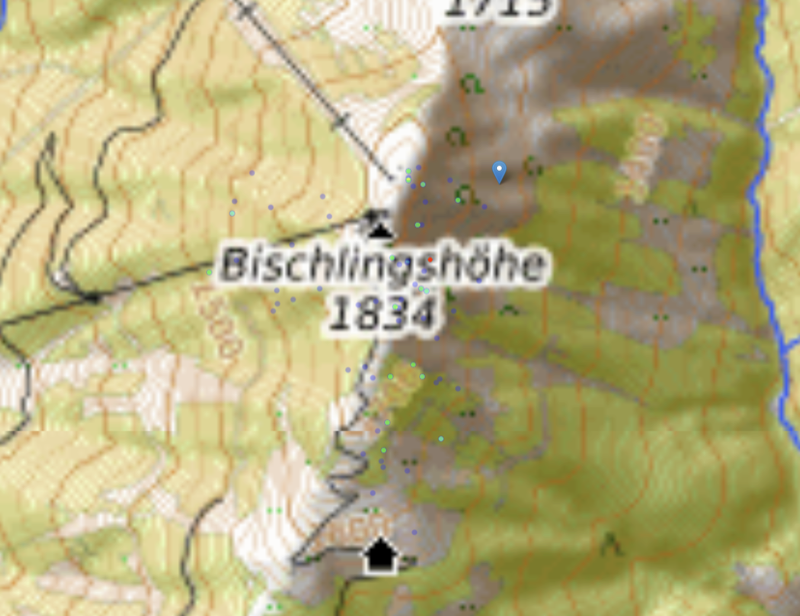 Old low-resolution Thermal Map at maximum zoom near Bischling